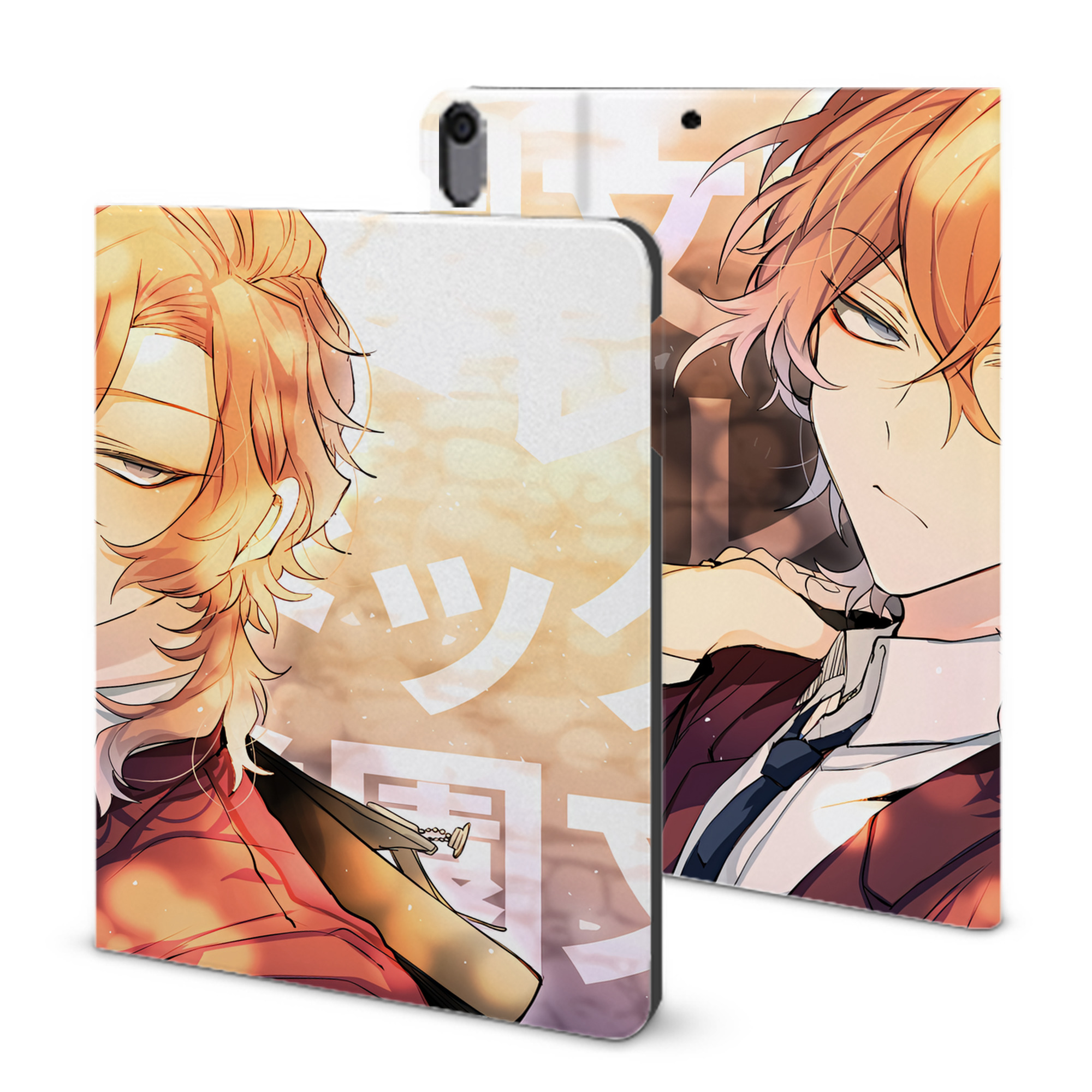 （画像用） 文豪ストレイドッグス Bungo Stray Dogs IPad ケース ブック型 PUレザー TPU 耐衝撃 軽量 薄型 ペン収納なし 全面保護 IPad 各モデル対応